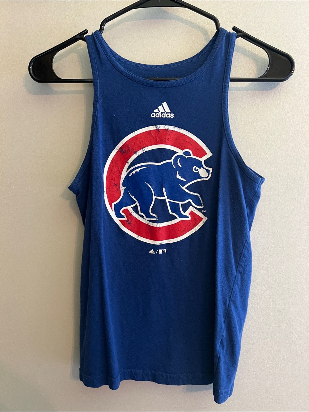 adidas Blue Tank with Red & White Chicago Bear Graphic